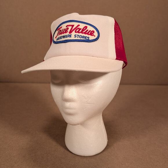 Vintage 80s True Value Hardware Stores Hat Red White Mesh Snapback Trucker Cap - Picture 4 of 6